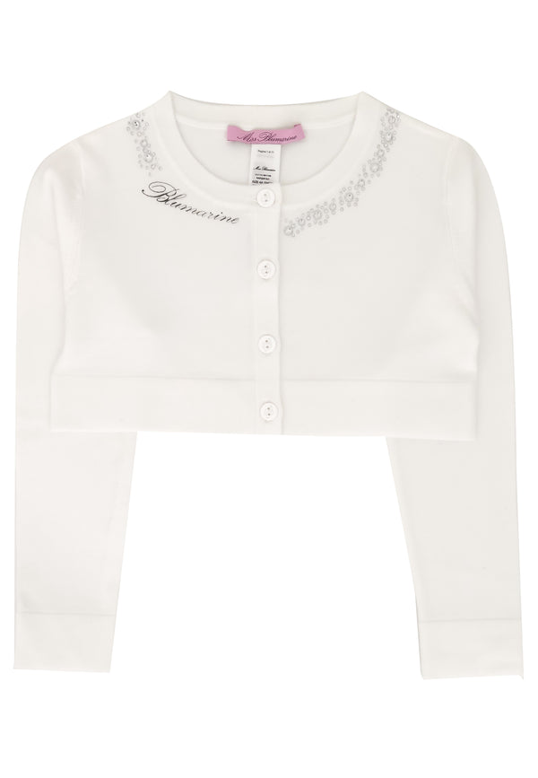 ViaMonte Shop | Miss Blumarine maglia cardigan bambina bianca in misto viscosa