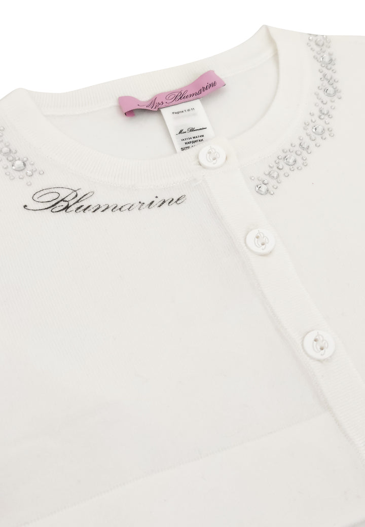 ViaMonte Shop | Miss Blumarine maglia cardigan bambina bianca in misto viscosa