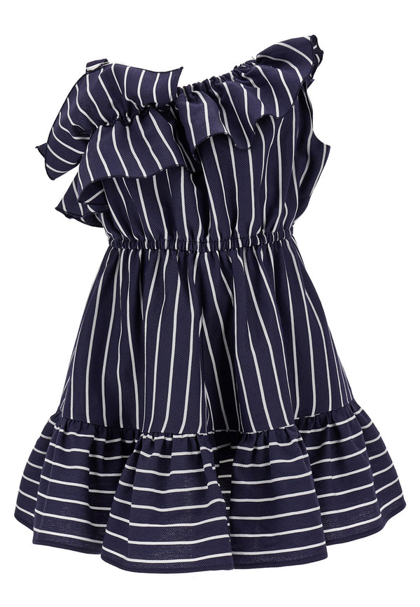 ViaMonte Shop | Monnalisa vestito a righe blu e bianco bambina in viscosa