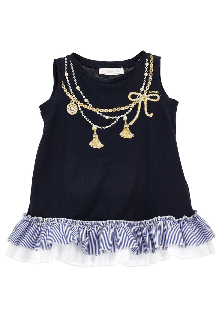 ViaMonte Shop | Monnalisa T-Shirt bambina blu in felpa di cotone