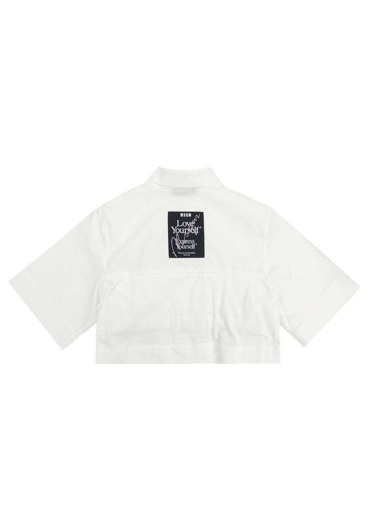 ViaMonte Shop | MSGM kid camicia bambina bianca in popeline di cotone