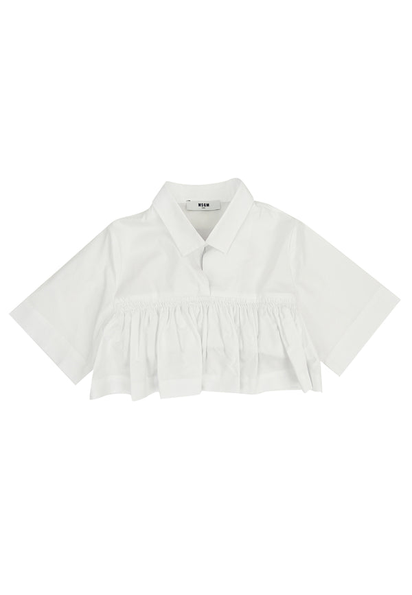 ViaMonte Shop | MSGM kid camicia ragazza bianca in popeline di cotone