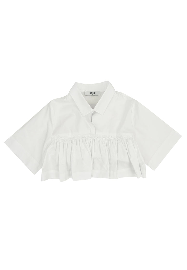ViaMonte Shop | MSGM kid camicia ragazza bianca in popeline di cotone