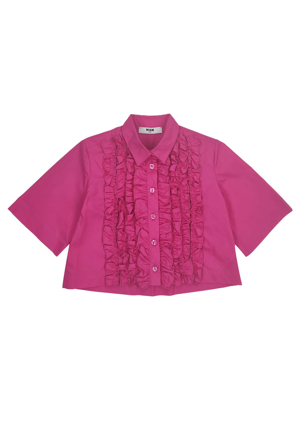 ViaMonte Shop | MSGM camicia bambina fucsia in popeline di cotone