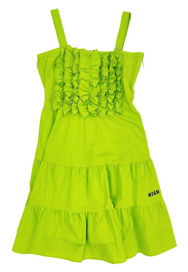 ViaMonte Shop | MSGM kid vestito ragazza verde acido in popeline di cotone