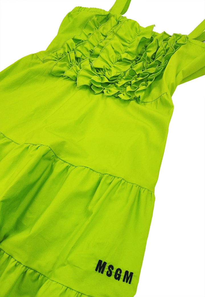 ViaMonte Shop | MSGM kid vestito ragazza verde acido in popeline di cotone