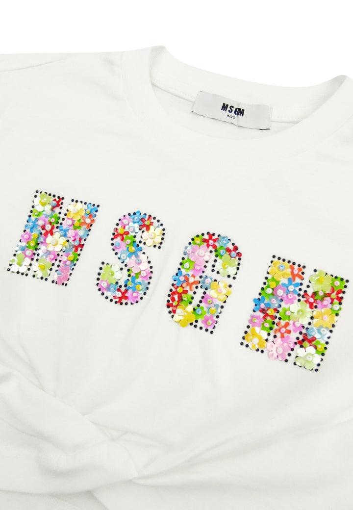 ViaMonte Shop | MSGM kid t-shirt bambina bianca in jersey di cotone