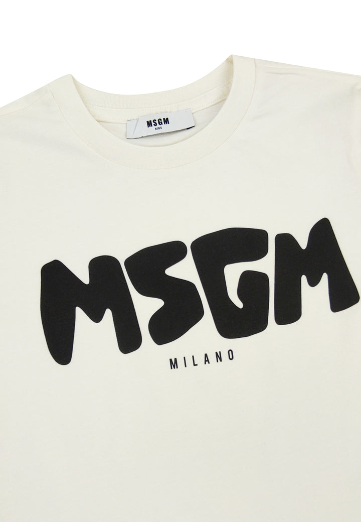 ViaMonte Shop | MSGM kid t-shirt bambino crema in jersey di cotone