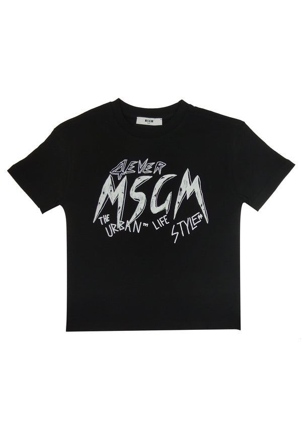 ViaMonte Shop | MSGM kid t-shirt bambino nera in jersey di cotone