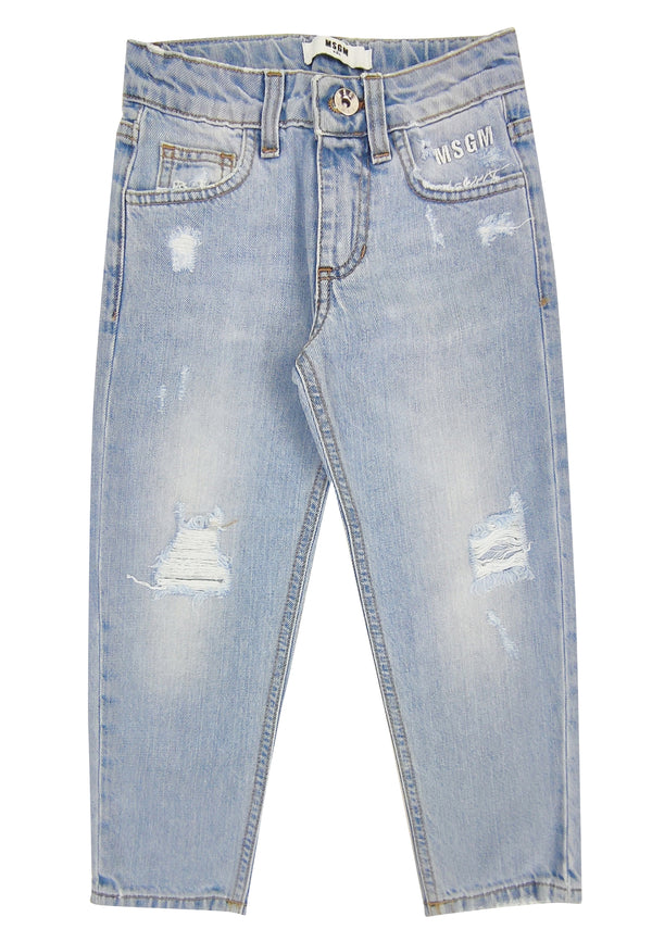 ViaMonte Shop | MSGM bambino jeans in denim blu chiaro con rotture
