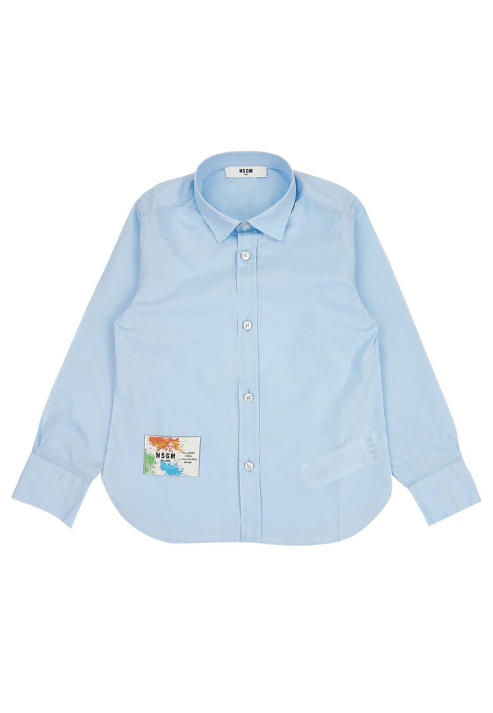 ViaMonte Shop | MSGM kid camicia bambino celeste in popeline di cotone