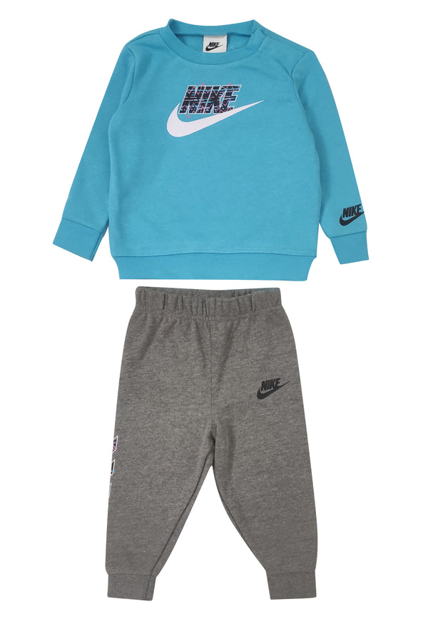 ViaMonte Shop | Nike tuta azzurra/grigia neonato in misto cotone