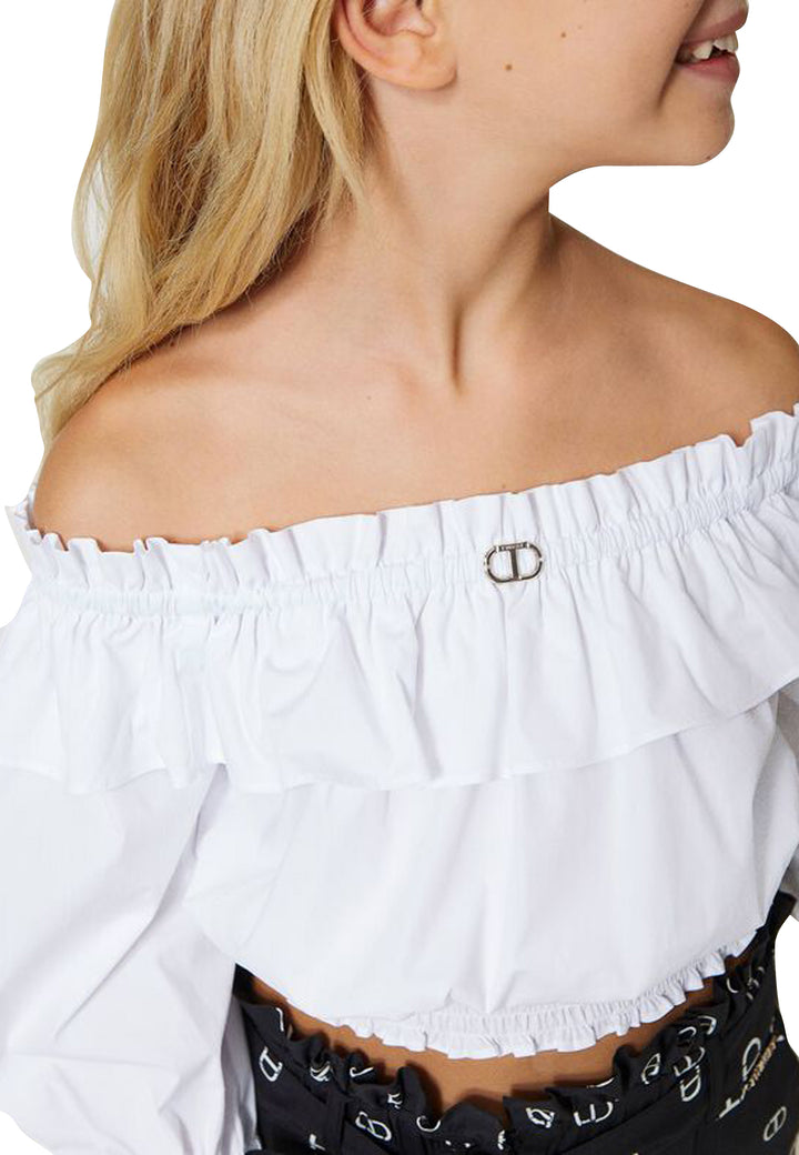 ViaMonte Shop | Twinset blusa ragazza bianca in cotone