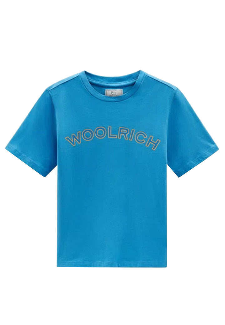ViaMonte Shop | Woolrich T-Shirt ragazzo azzurra in cotone