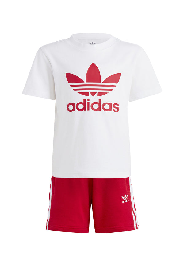 Adidas completo bianco/rosso bambino in cotone