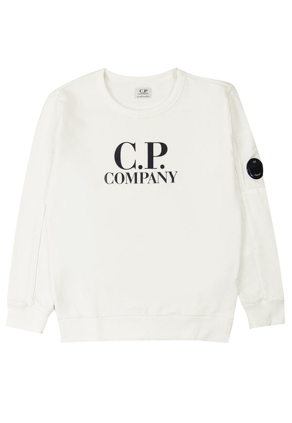 C.P. Company felpa bianca bambino in cotone