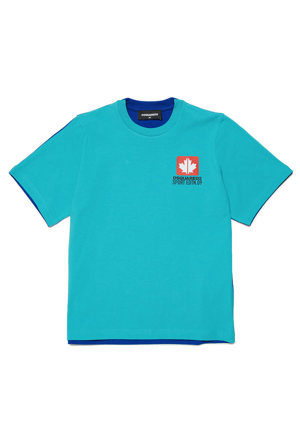 ViaMonte Shop | Dsquared2 t-shirt verde acqua/blu bambino in cotone