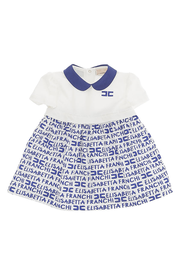 Elisabetta Franchi vestito bianco/blu neonata in cotone