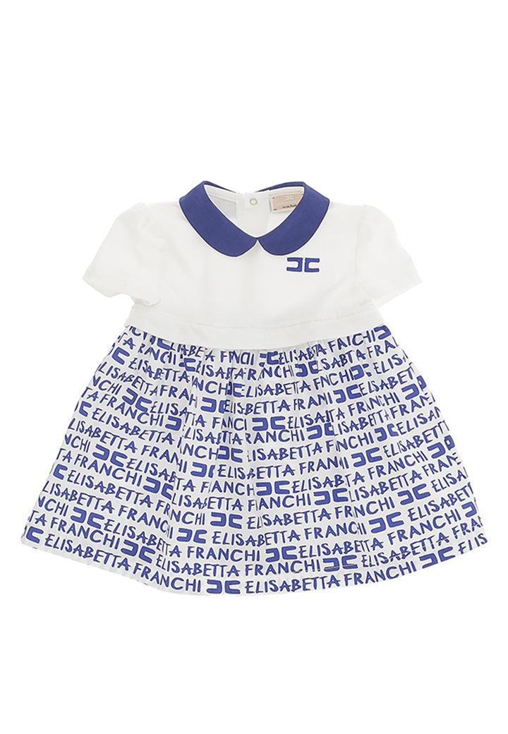 Elisabetta Franchi vestito bianco/blu neonata in cotone