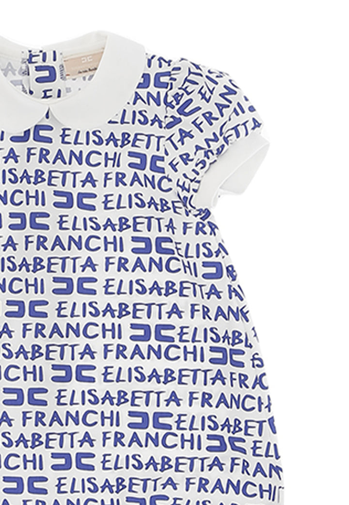 Elisabetta Franchi pagliaccetto bianco/blu neonata in cotone