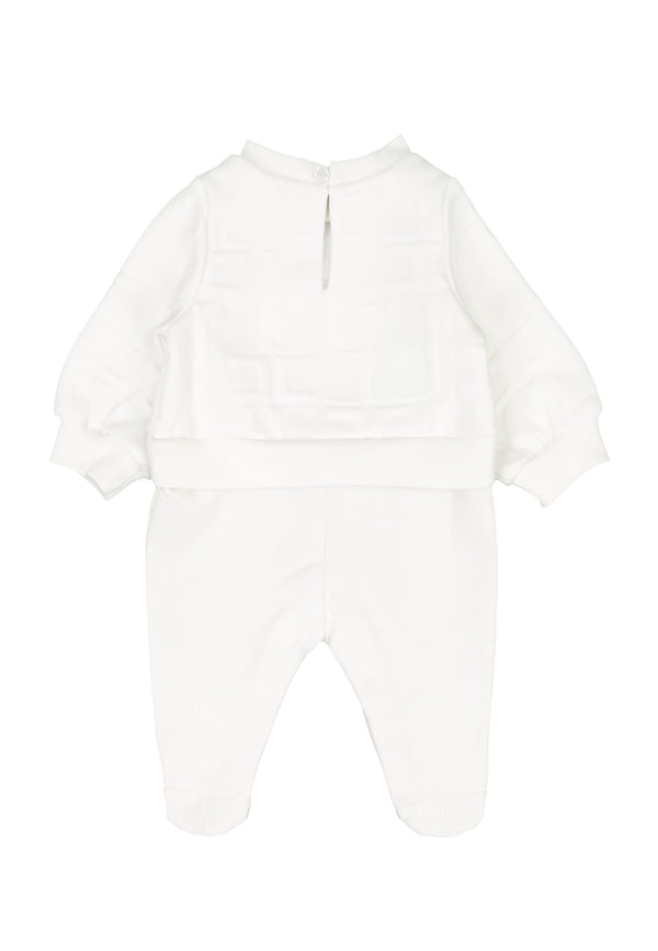 Elisabetta Franchi tutina bianca neonata in felpa di cotone