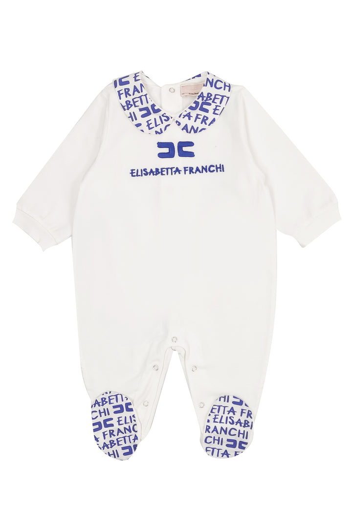 Elisabetta Franchi tutina avorio/blu neonata in cotone