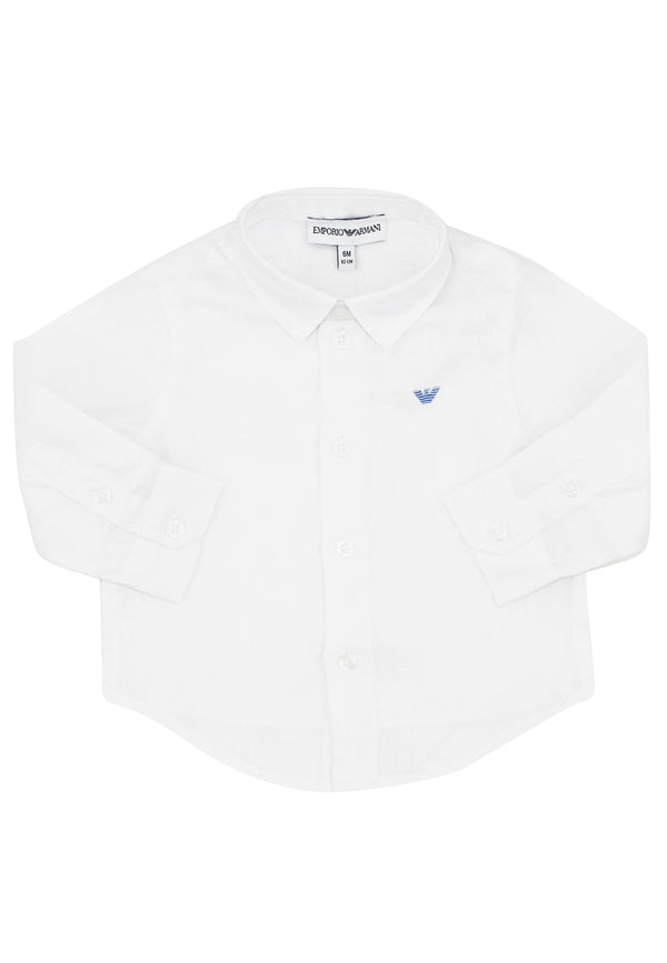 Emporio Armani camicia bianca neonato in lino