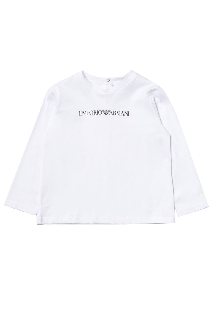 Emporio Armani t-shirt bianca neonato in jersey di cotone