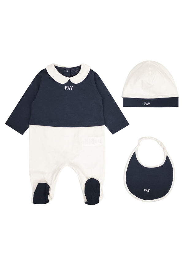 ViaMonte Shop | Fay completo blu/panna neonato in cotone