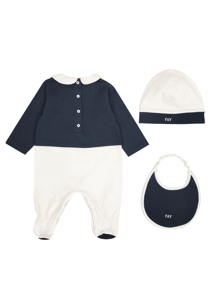 ViaMonte Shop | Fay completo blu/panna neonato in cotone
