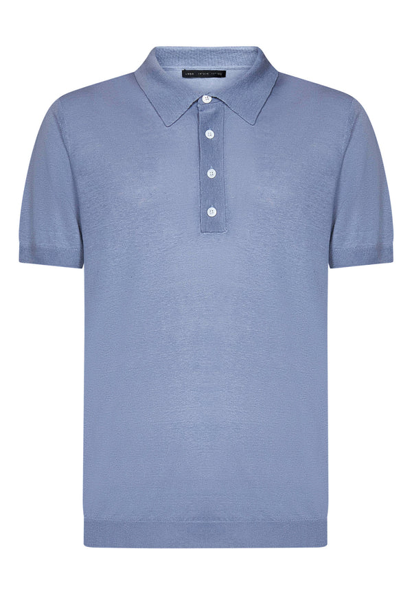 ViaMonte Shop | Low Brand polo azzurra uomo in lino e seta