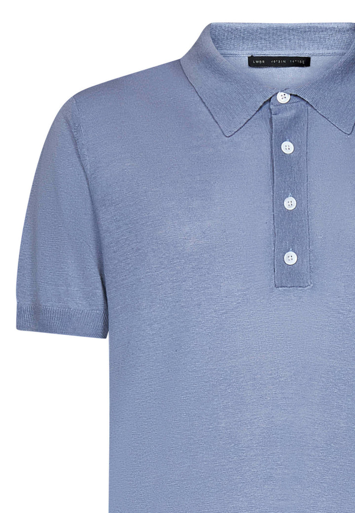 ViaMonte Shop | Low Brand polo azzurra uomo in lino e seta