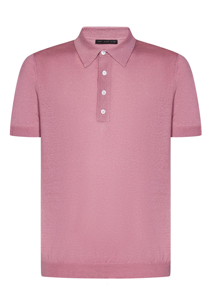 ViaMonte Shop | Low Brand polo rosa uomo in lino e seta