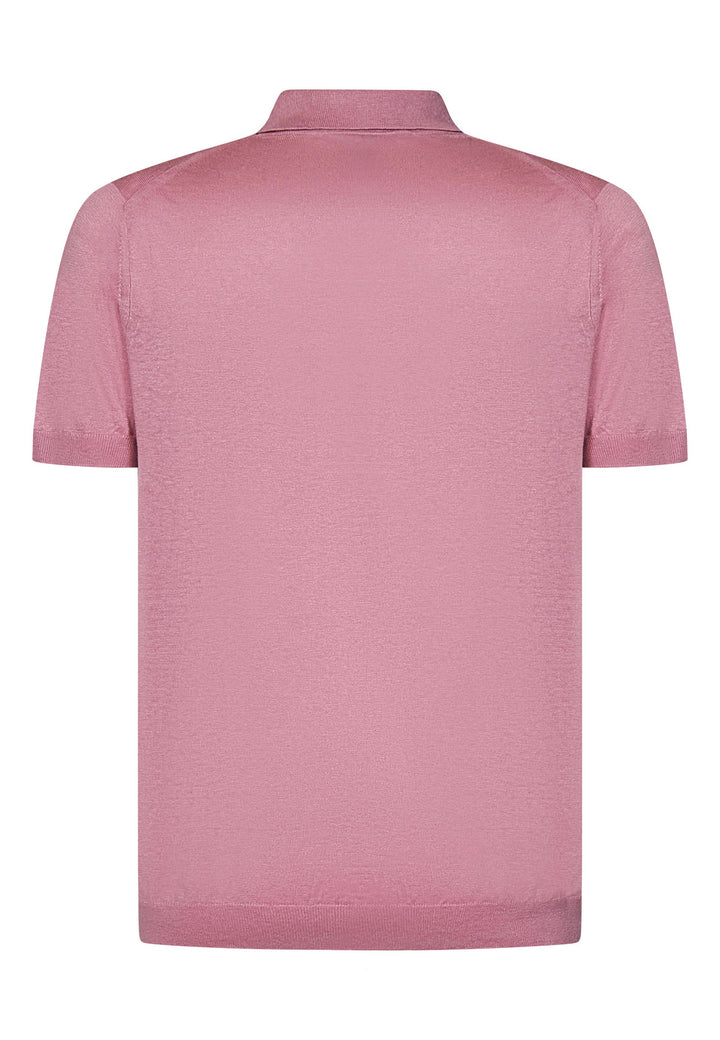 ViaMonte Shop | Low Brand polo rosa uomo in lino e seta