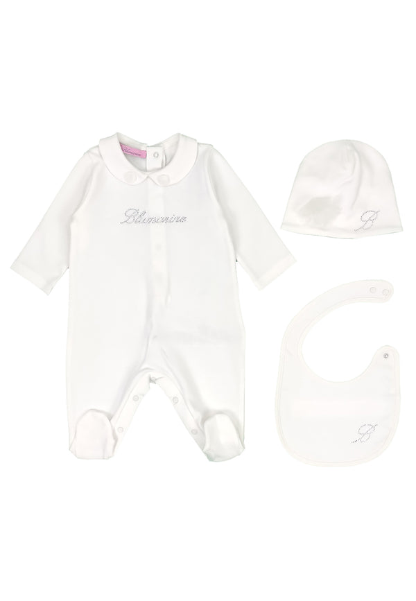 Miss Blumarine completo bianco neonata in cotone