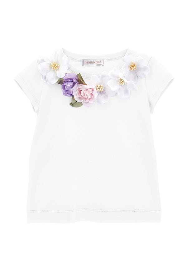 ViaMonte Shop | Monnalisa t-shirt bianca bambina in cotone