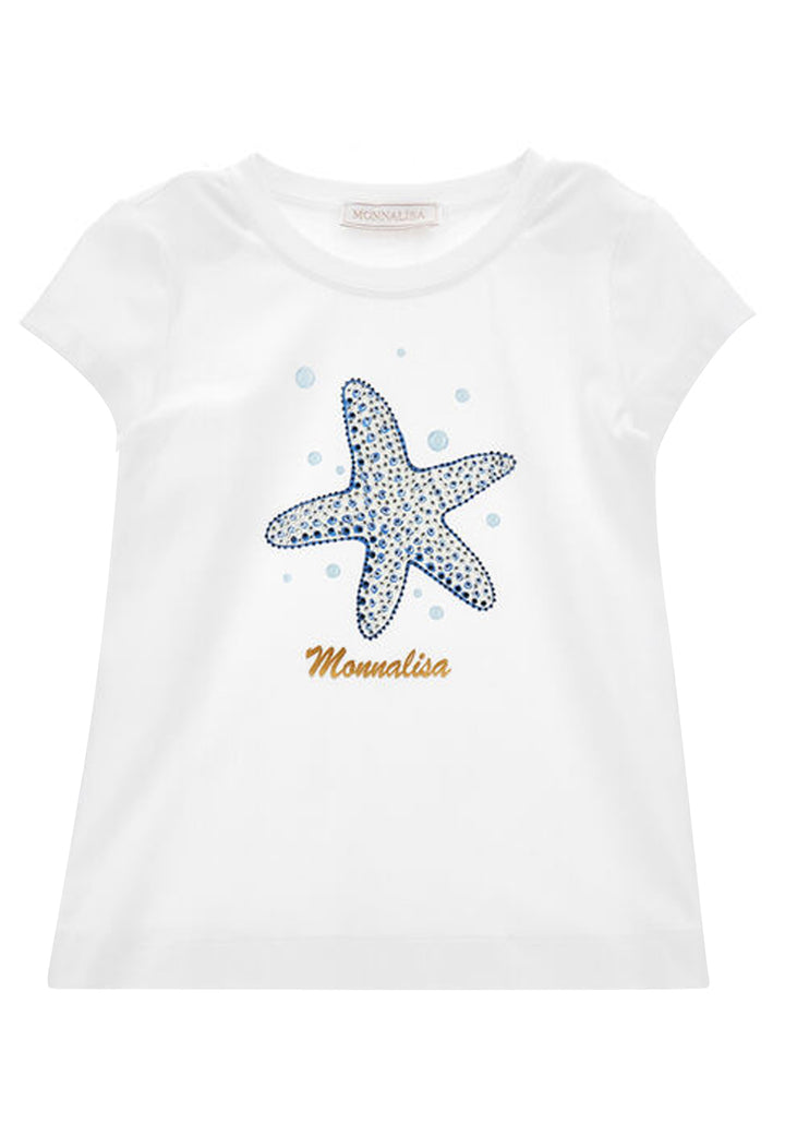 ViaMonte Shop | Monnalisa t-shirt bianca bambina in cotone