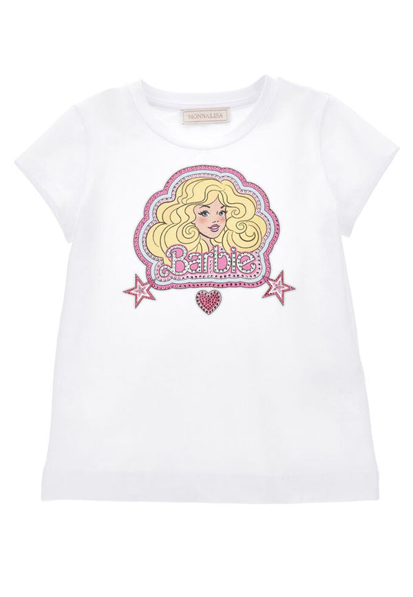 Monnalisa t-shirt Barbie bianca bambina in cotone