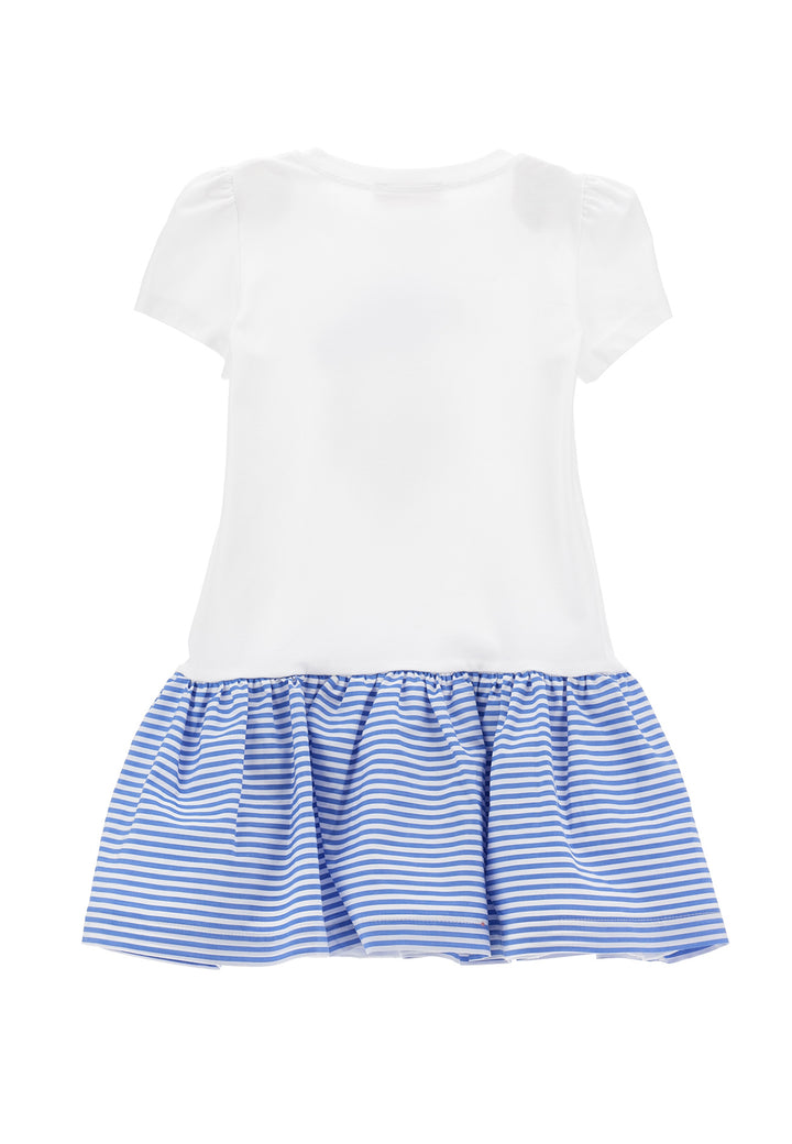 Monnalisa vestito bianco/blu bambina in cotone