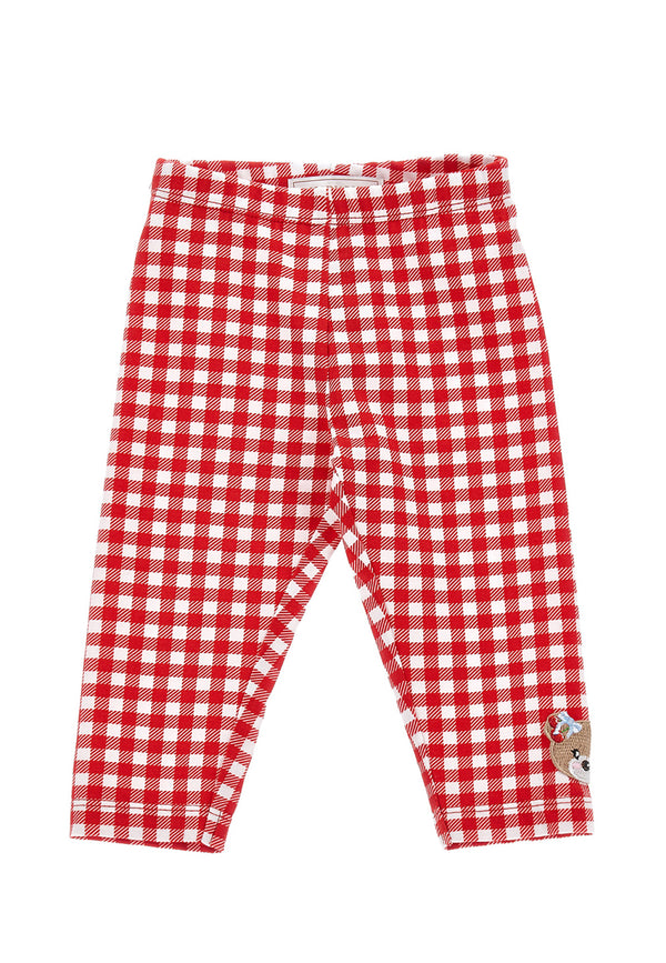 Monnalisa leggings rosso/bianco neonata in cotone