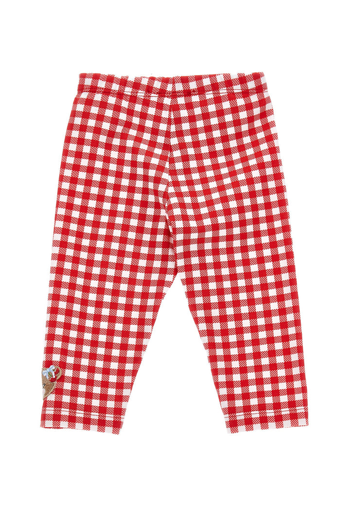 Monnalisa leggings rosso/bianco neonata in cotone