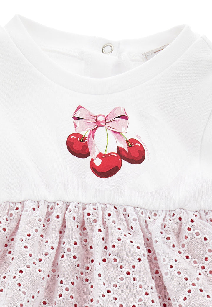 Monnalisa pagliaccetto bianco/rosso neonata in cotone