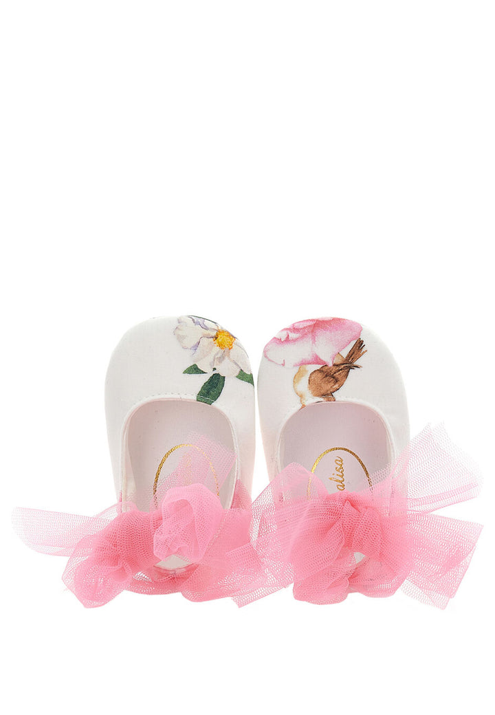 Monnalisa scarpe bianche neonata in cotone