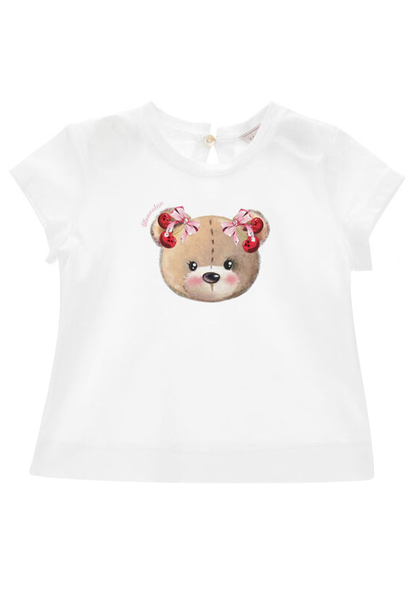 Monnalisa t-shirt bianca neonata in cotone