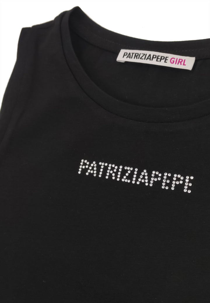 Patrizia Pepe t-shirt nera bambina in cotone