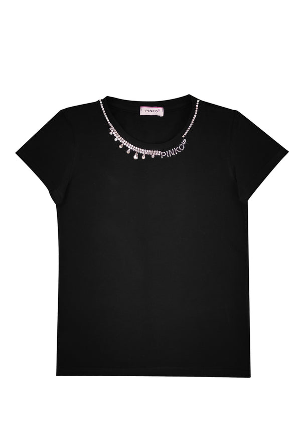Pinko t-shirt nera bambina in cotone