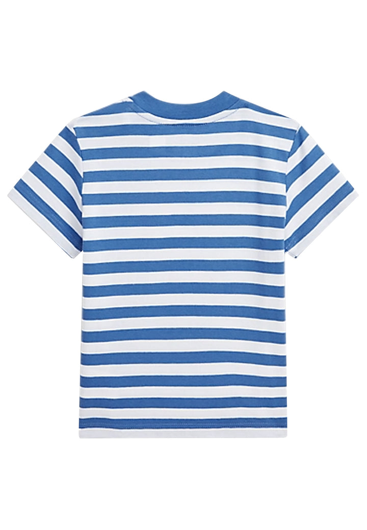 Ralph Lauren t-shirt blu/bianca neonato in cotone