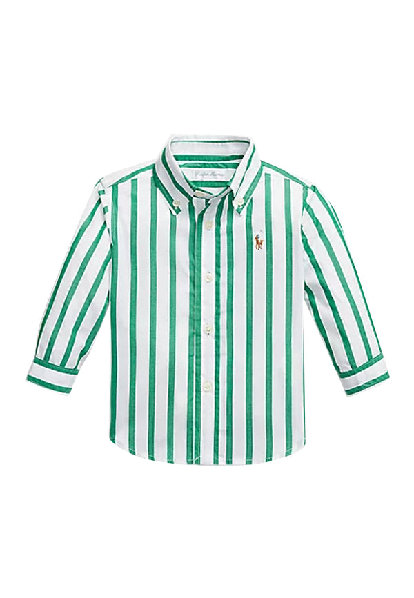 Ralph Lauren camicia bianca/verde bambino in cotone